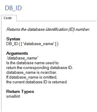 Database name